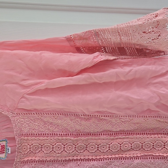 Johnny Was Crochet Light Pink 3/4 Sleeve XS Tunic Blouse - Picture 5 of 7